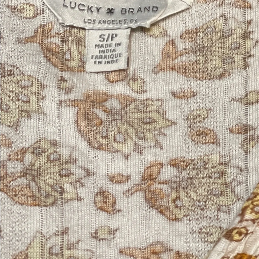 Lucky Brand Women Floral Shirt Sleeveless Tasseled Sz Small Summer Boho Peasant - Picture 6 of 10